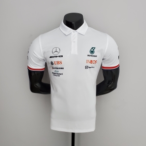 F1 Formula One 2022 Racing Suit Mercedes Polo White S-5XL