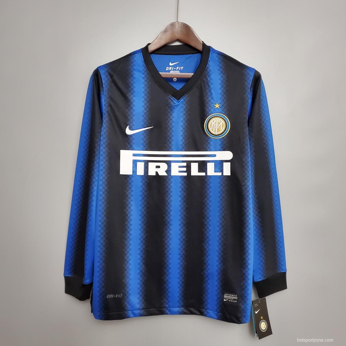 Retro long-sleeved 10/11 Inter Milan home Soccer Jersey