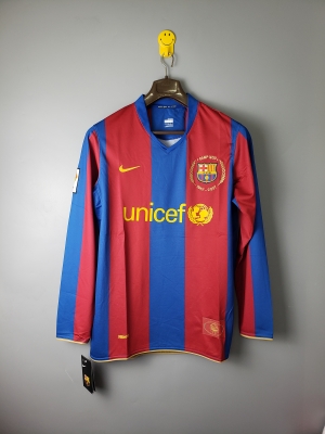 Retro 07/08 Barcelona long sleeves home Soccer Jersey