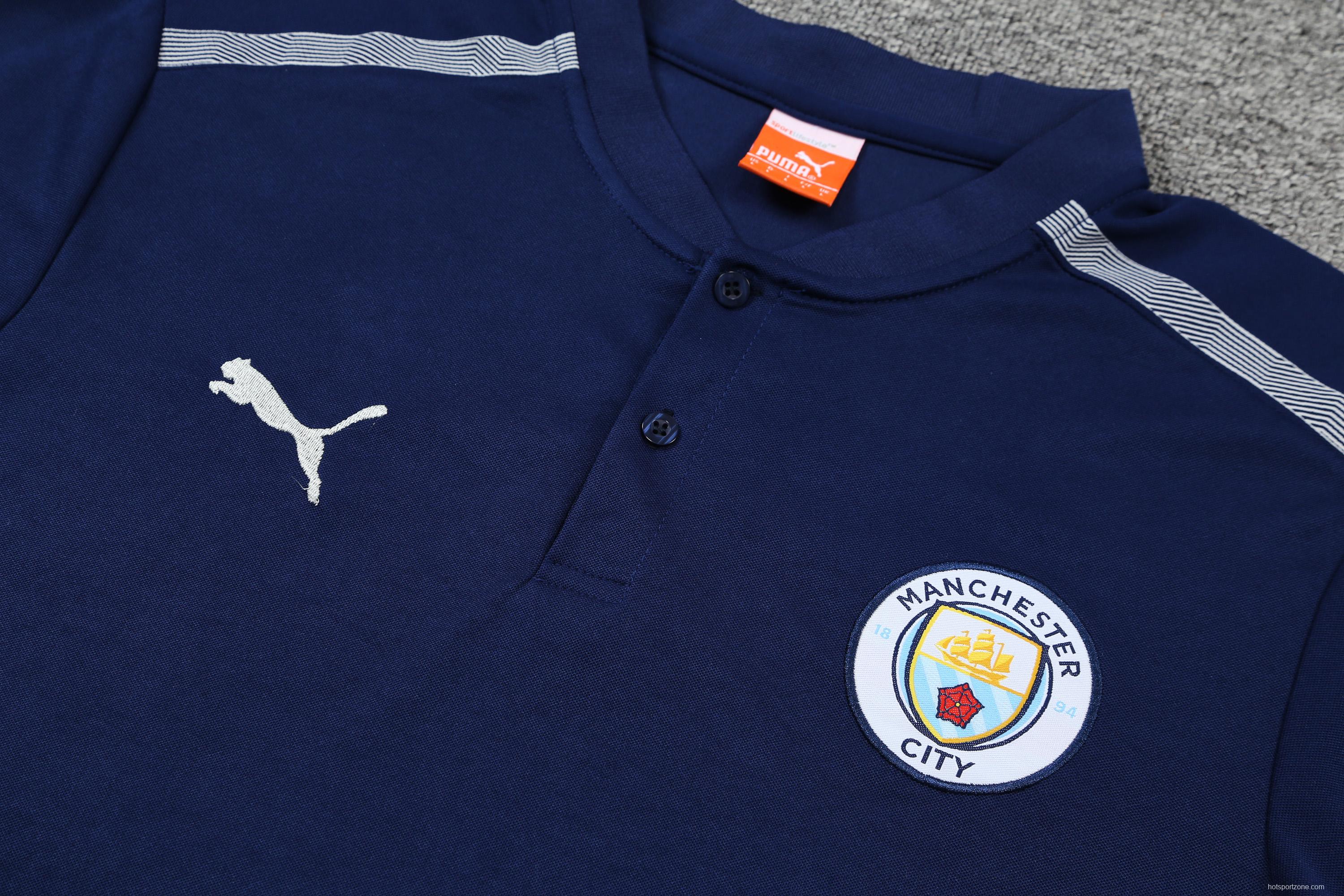 Manchester City POLO kit Dark Blue White Stripe (not supported to be sold separately)