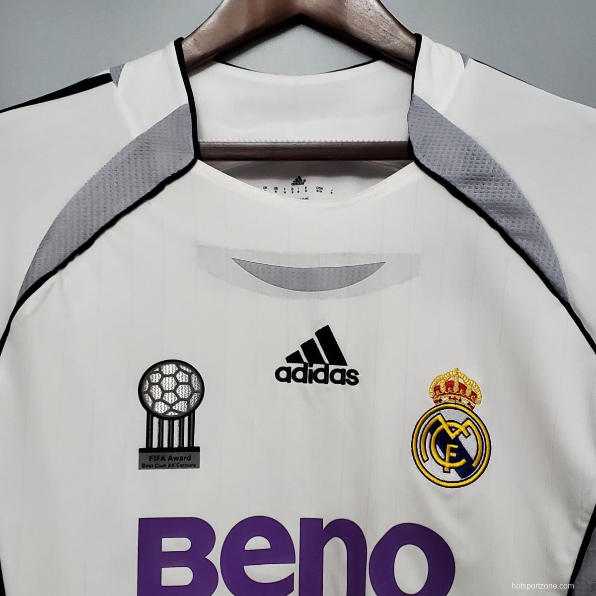 Retro Real Madrid Long sleeve 06/07 home Soccer Jersey