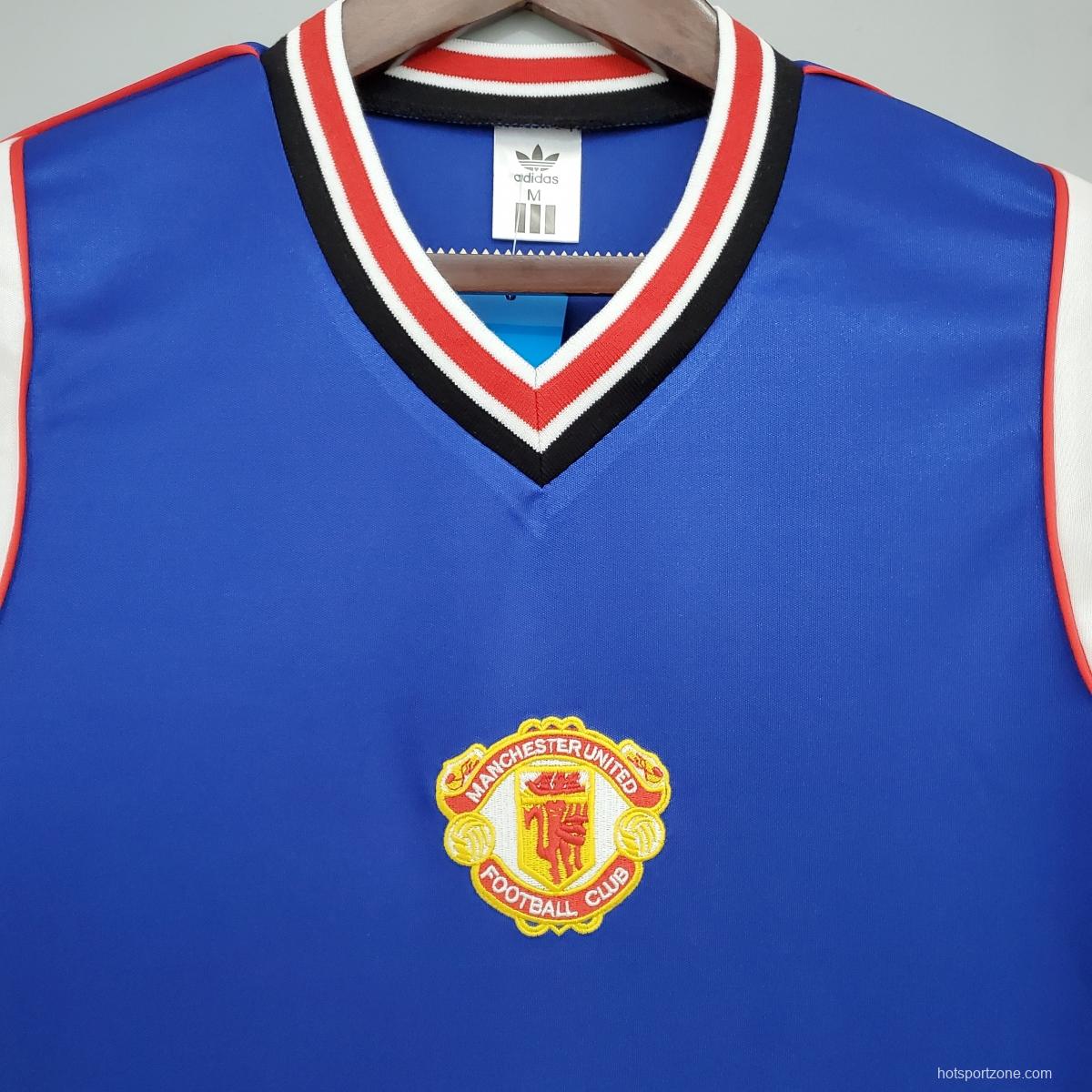 Retro Manchester United 85/86 away blue Soccer Jersey