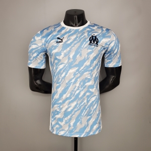 21/22 player version Marseille tracksuit White and blue camouflage Soccer Jersey