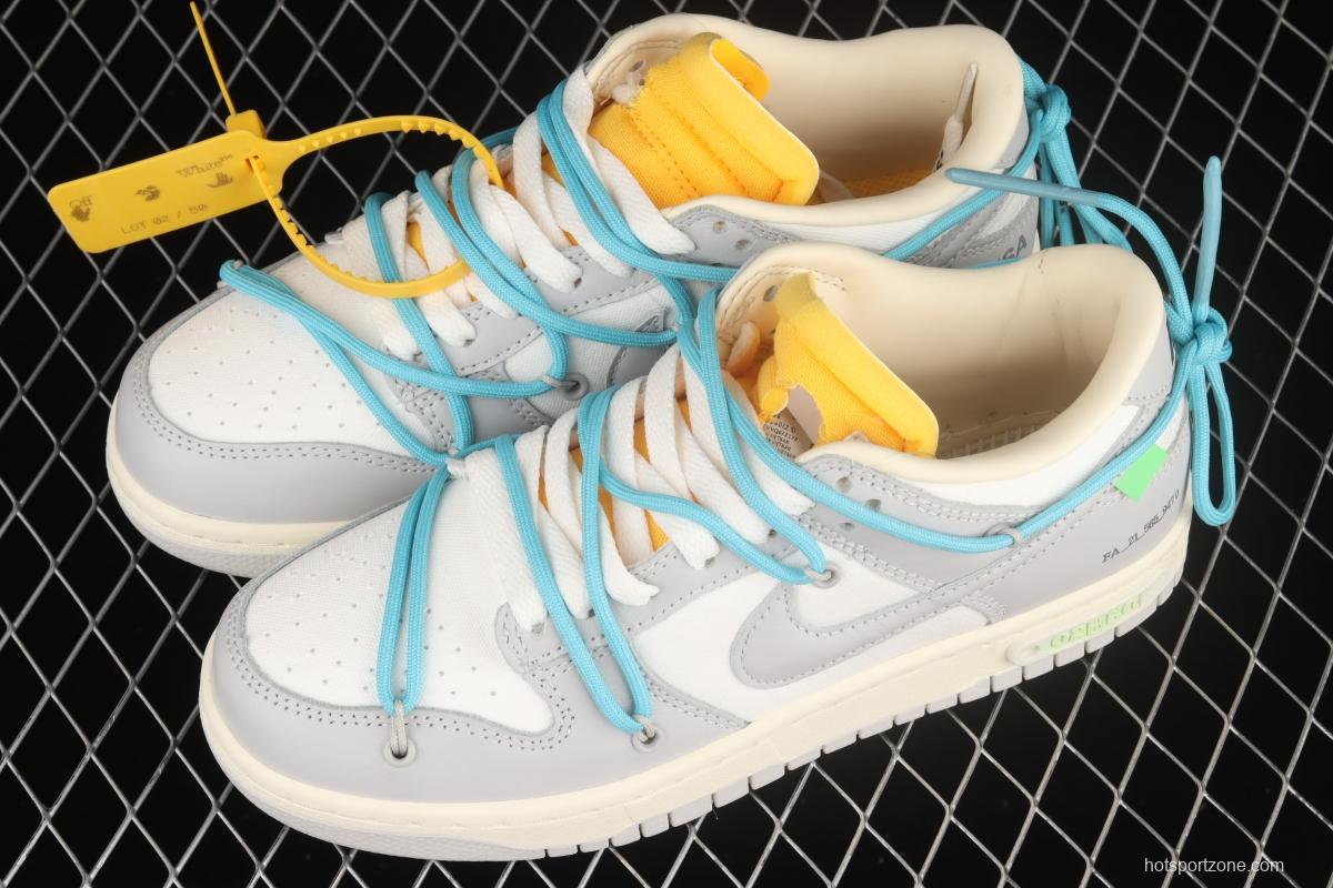 OFF-White x NIKE DUNK Low OW white gray leisure sports skateboard shoes DM1602-115