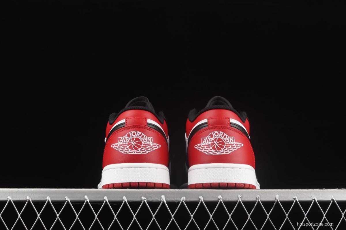 Air Jordan 1 Low black and red toe low top cultural basketball shoes 553558-612