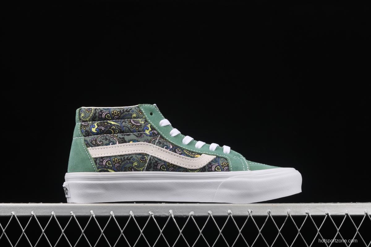 Vans Sk8-Mid Reissue cashew flower avocado green color Zhongbang leisure board shoes VN0A391F6TM