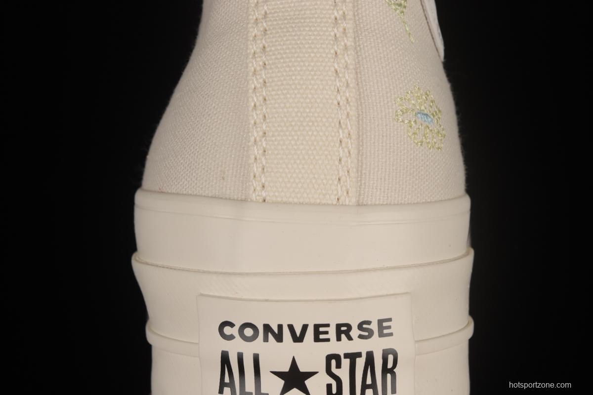 Converse All Star Lift Embroidered Flowers Platform Shoes A01586C
