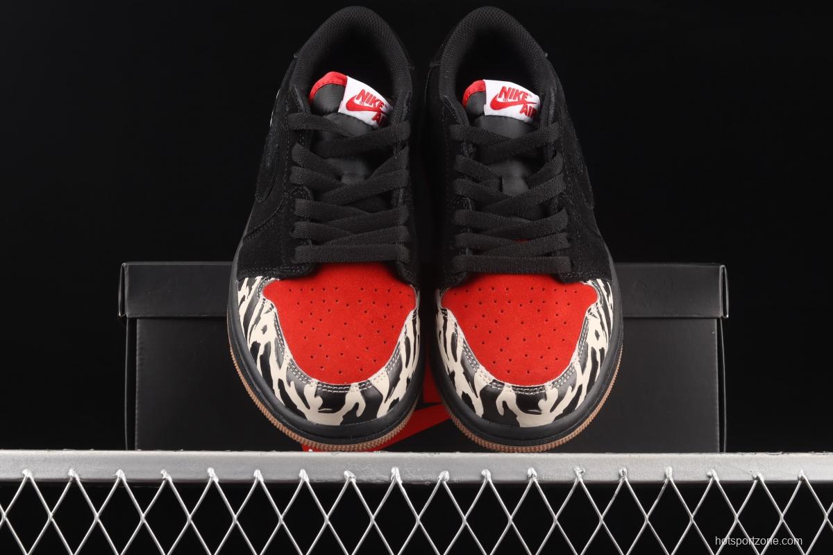 Air Jordan 1 Low Carnivore predator theme black and red low-side cultural board shoes DN3400-001