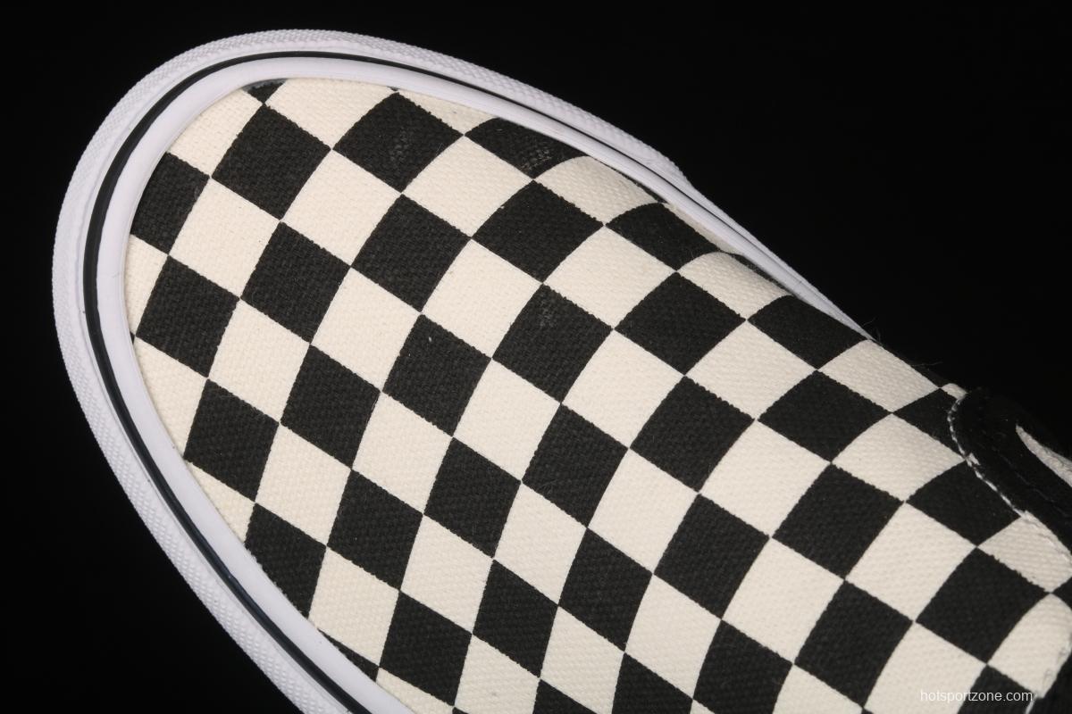 Vans Asher black and white checkerboard plaid Loafers Shoes retro low upper canvas casual shoes VN000SEQIPD
