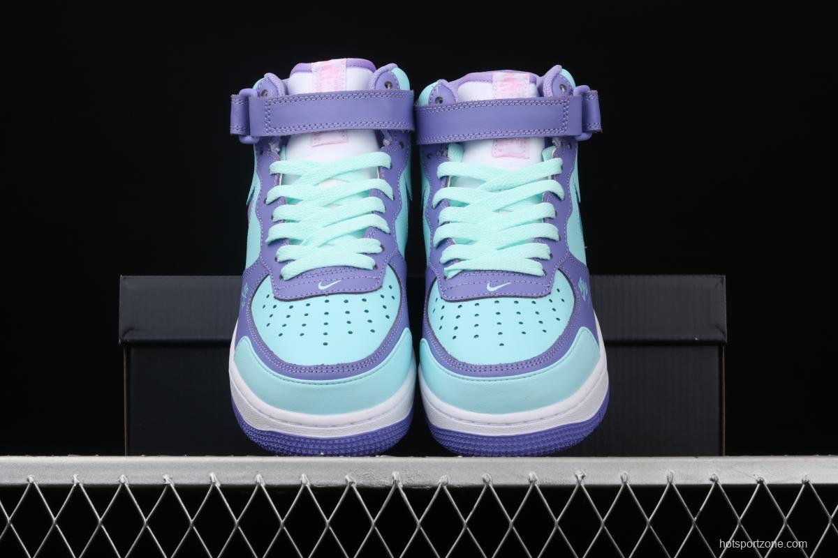 NIKE Air Force 1 Mid sells blue and purple color Zhongbang leisure board shoes CV3039-107overseas