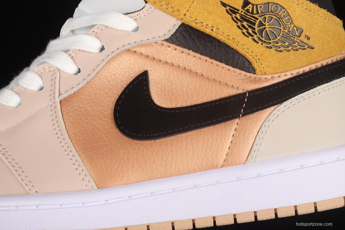 Air Jordan 1 Mid SE Particle Beige rock tea bronze Zhongbang basketball shoes DD2224-200