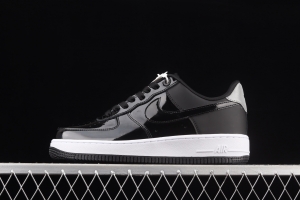 NIKE Air Force 1' 07 Low SE Prm lacquered leather black and white 3M reflective low-top casual board shoes AH6827-001