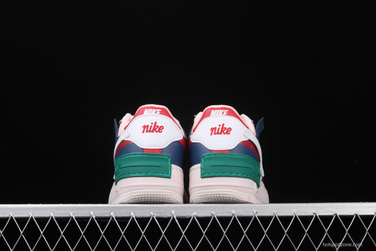 NIKE Air Force 1 ShAdidasow blue, pink and green light weight heightened low-top white board shoes CI0919-400