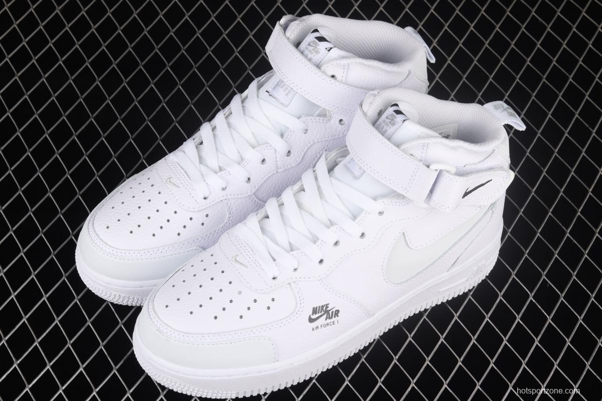 NIKE Air Force 1 Mid Premium all white reflective Zhongbang casual board shoes CU3088-606