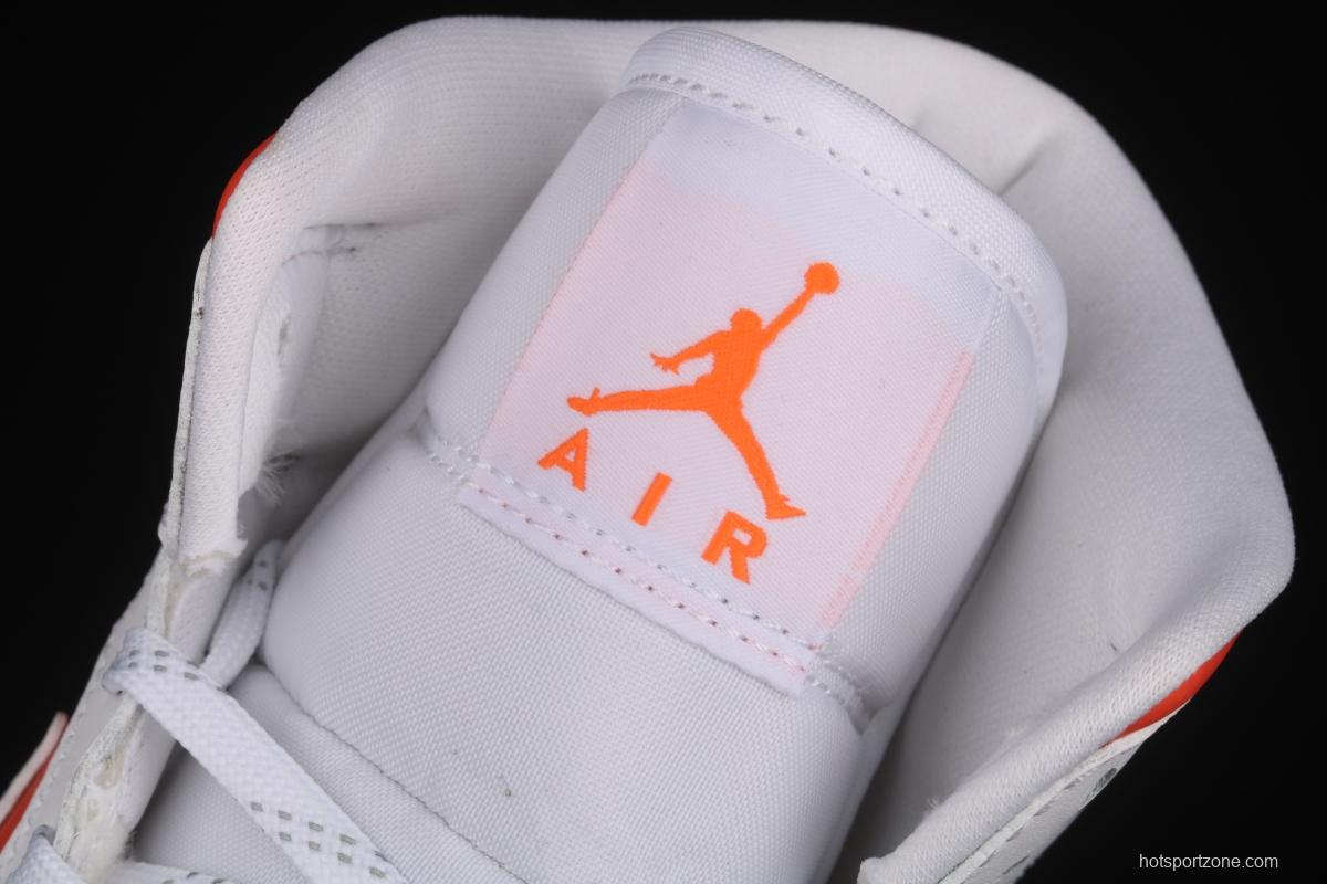 Air Jordan 1 Mid White Orange Zhongbang Basketball shoes CZ0774-800