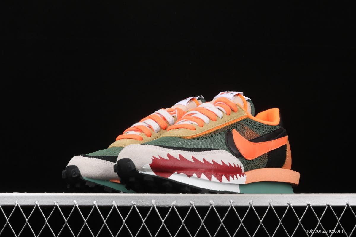 BAPE Shark Mouth x Sacai x Nike LVD Waffle Daybreak co-signed catwalk style double hook Swoosh running shoes BV0073-081