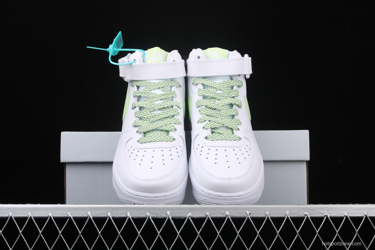 NIKE Air Force 1x07 Mid white powder 3M reflective casual board shoes 366731-910