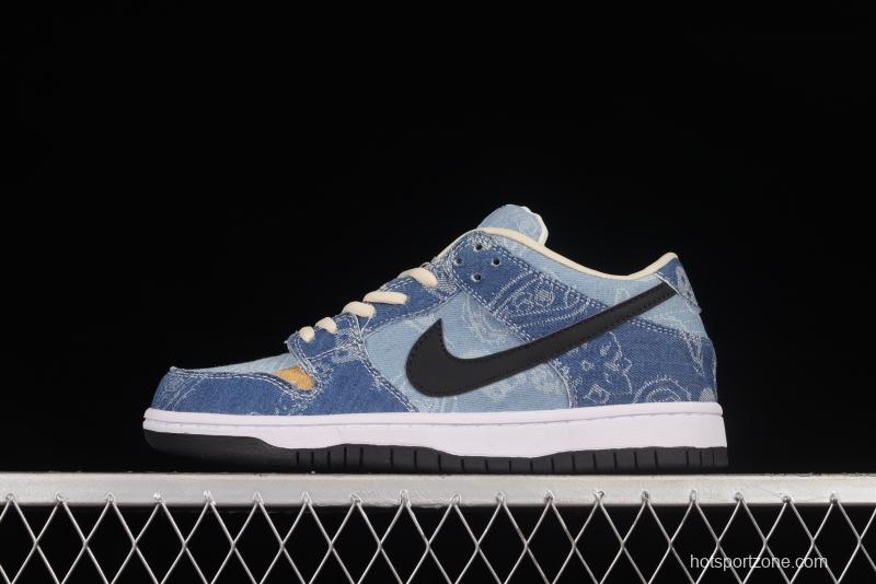 Circlecustom x NIKE DUNK Low co-branded custom cashew denim low-top skateboard shoes BQ6817-168