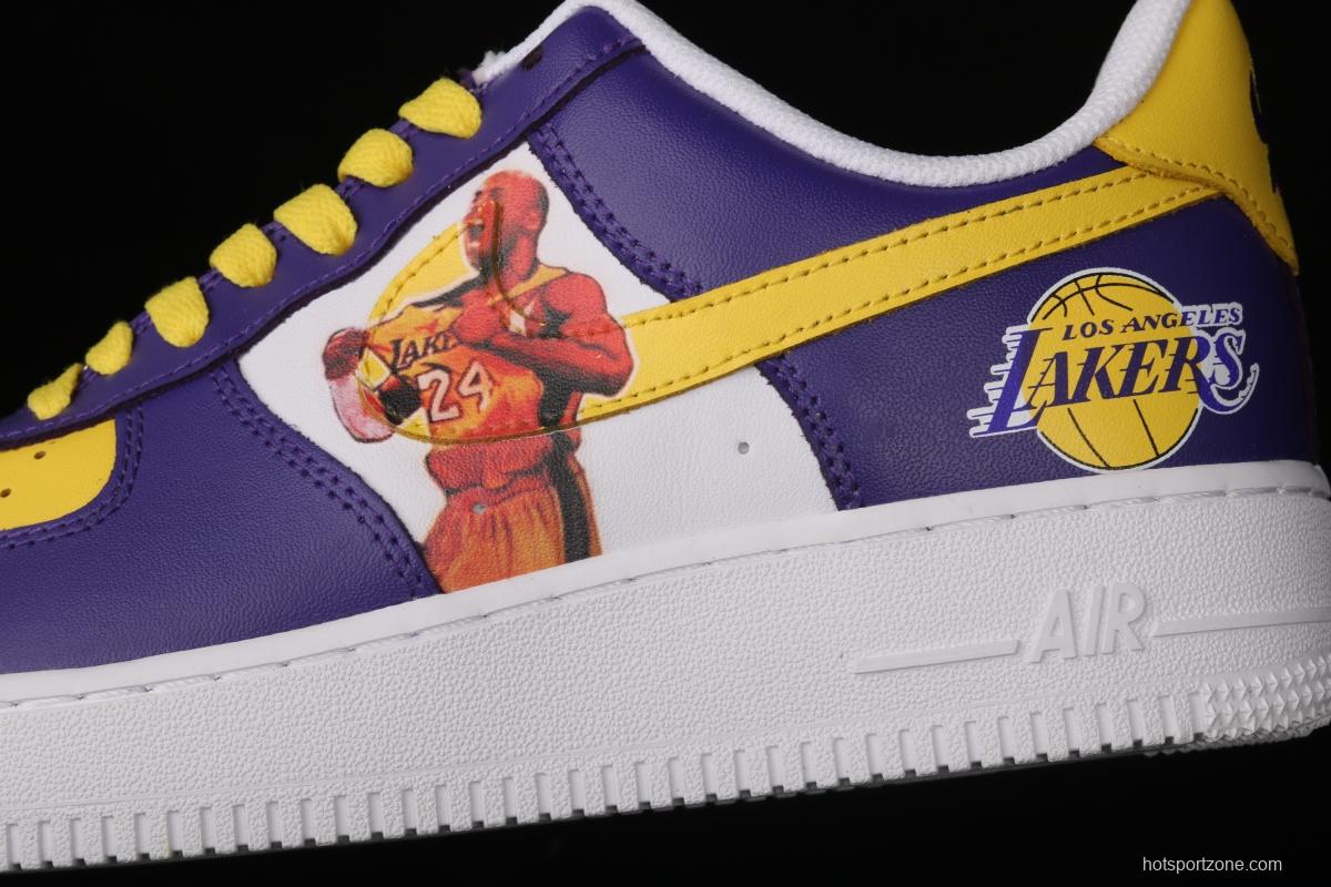 NIKE Air Force 1: 07 co-signed Kobe Bryant Lakers LA white and purple shoes with yellow color low-top casual shoes 315122-118