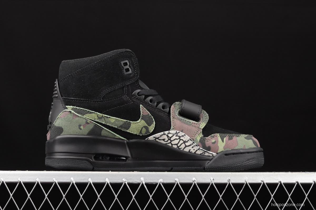 Jordan Legacy 312 black camouflage color matching Velcro three-in-one board shoes AV3922-003
