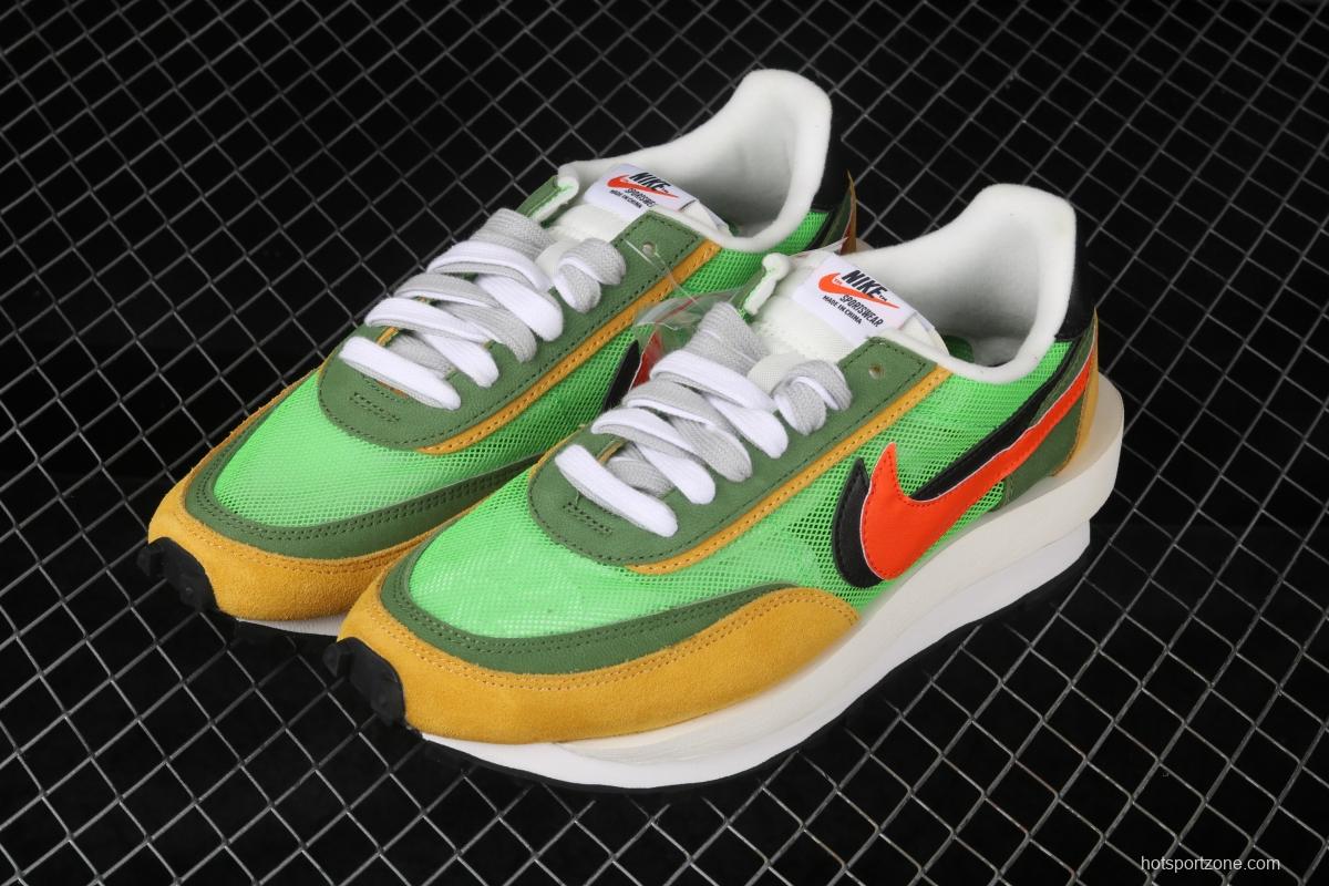 Sacai x NIKE LVD Waffle Daybreak co-signed catwalk style net gauze leather splicing double hook Swoosh running shoes BV0073-300