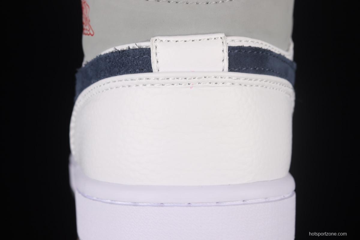 Air Jordan 1 Mid simple white gray medium top vintage basketball shoes DR8038-100
