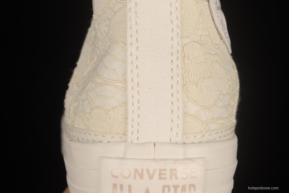 Converse Chuck Taylor All Star Cream Lace High Top Sneakers A01775C