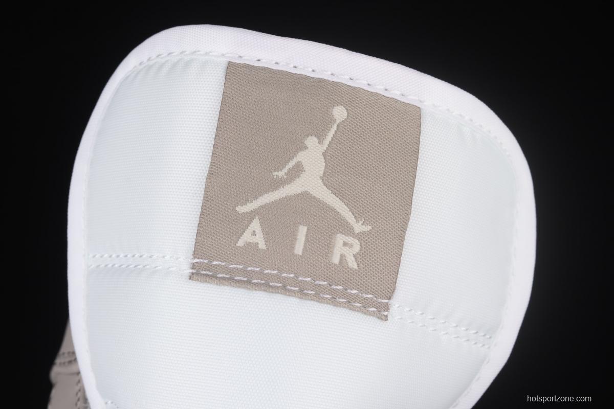 Air Jordan 1 Mid grey middle-top basketball shoes of the Central Asian Hemp College 554724-082