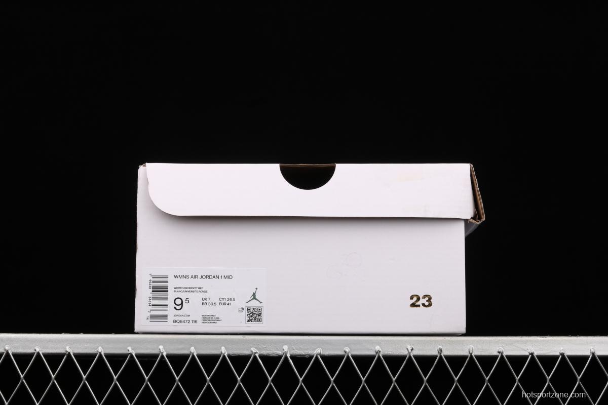 Air Jordan 1 Mid White Orange Zhongbang Leisure Sports Board shoes BQ6472-116