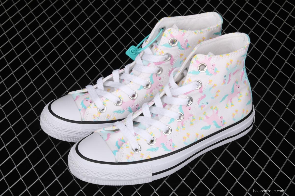 Converse Taylor Converse unicorn printed white high-top casual board shoes 669816C