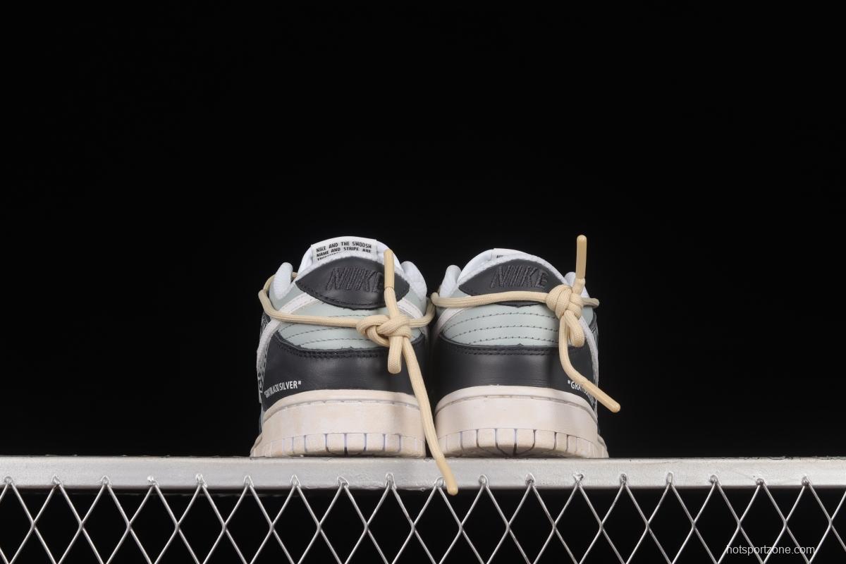 NIKE DUNK Low Retro Vibe style distressed deconstructed shoelaces smoke gray SB low-top sports casual sneakers DD1503-109