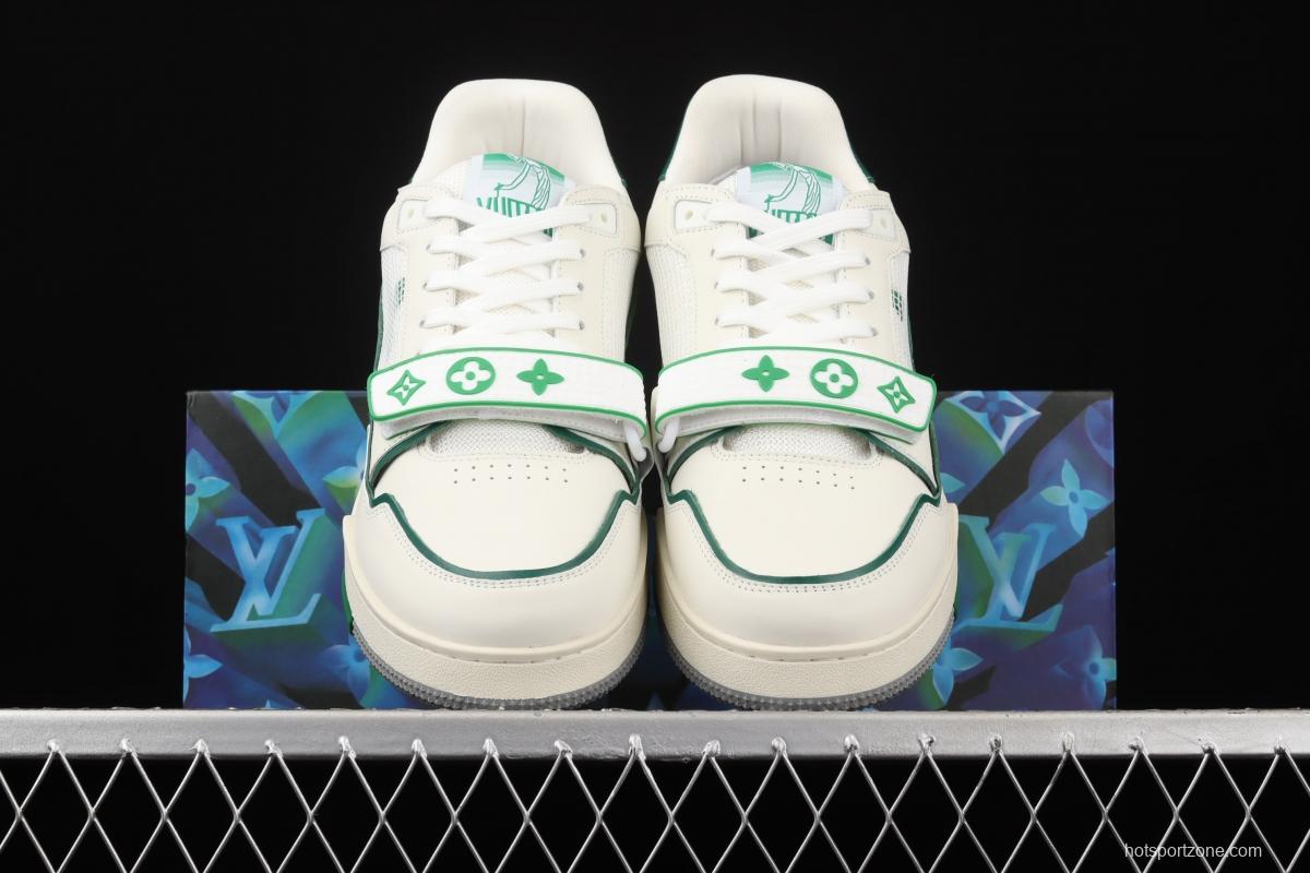 Authentic LV 2021ss early spring fashion catwalk sneakers 410N White Green