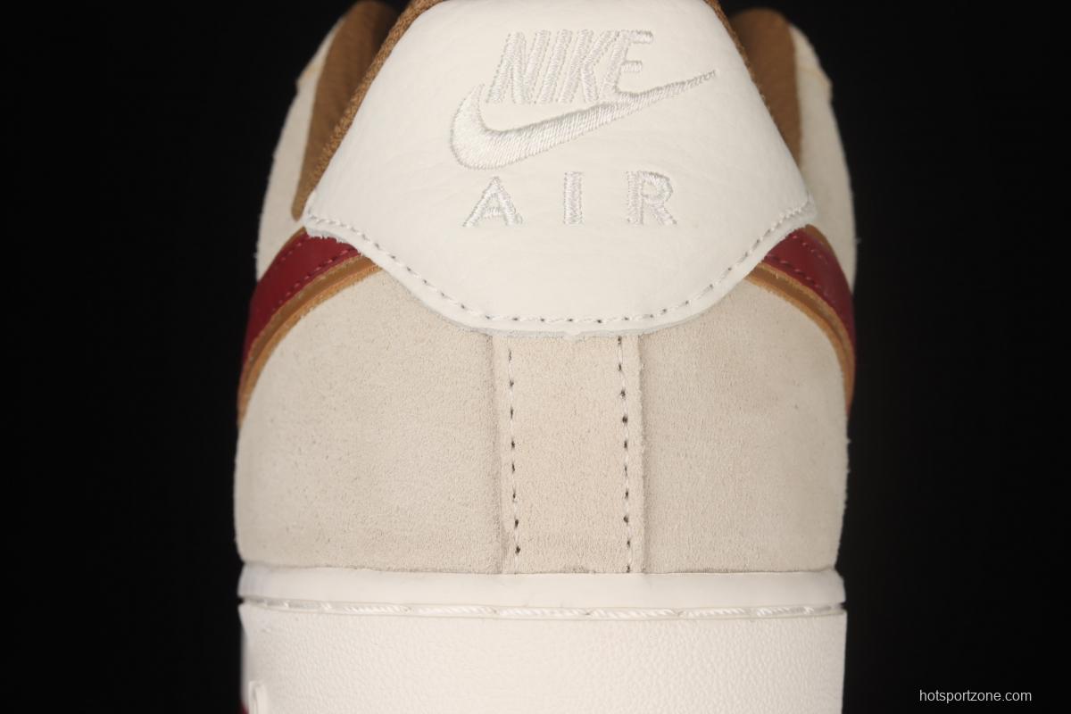 NIKE Air Force 1x07 SU19 rice white Chinese red suede low-top casual board shoes QZ3068-226