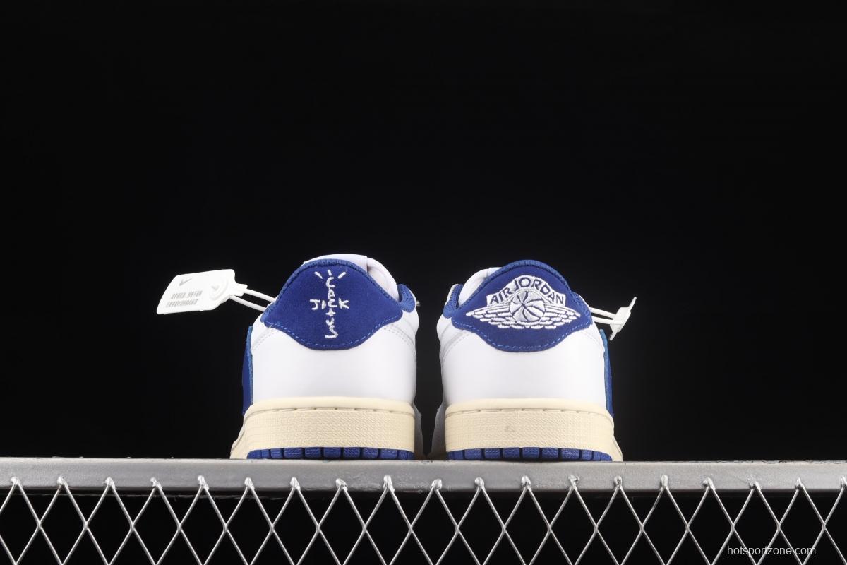 Travis Scott x Air Jordan 1 Low white blue inverted low top cultural board shoes DM9868-218