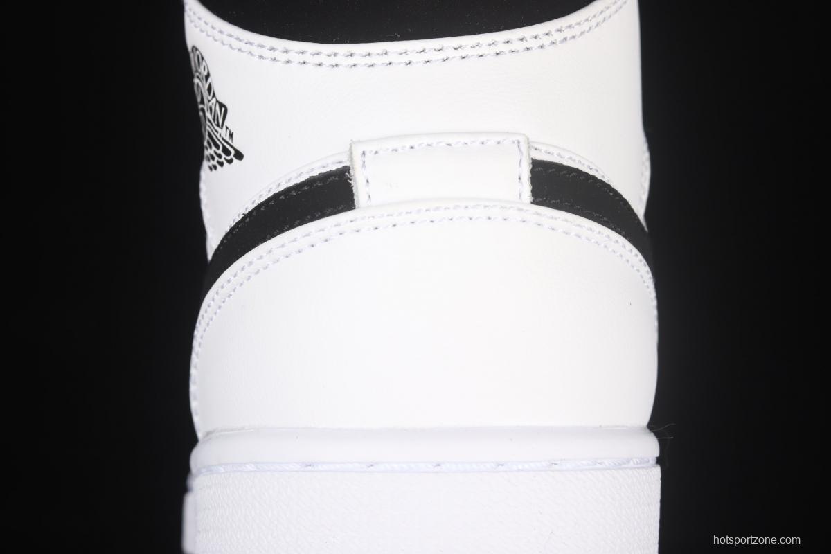 Air Jordan 1 Mid Diamond Shorts pearlescent white and black panda DH6933-100