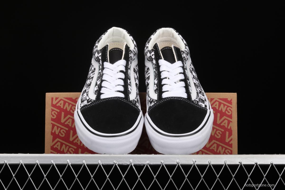 Vans Old Skool Vance black and white graffiti printed low upper canvas board shoes VN000D3HY28