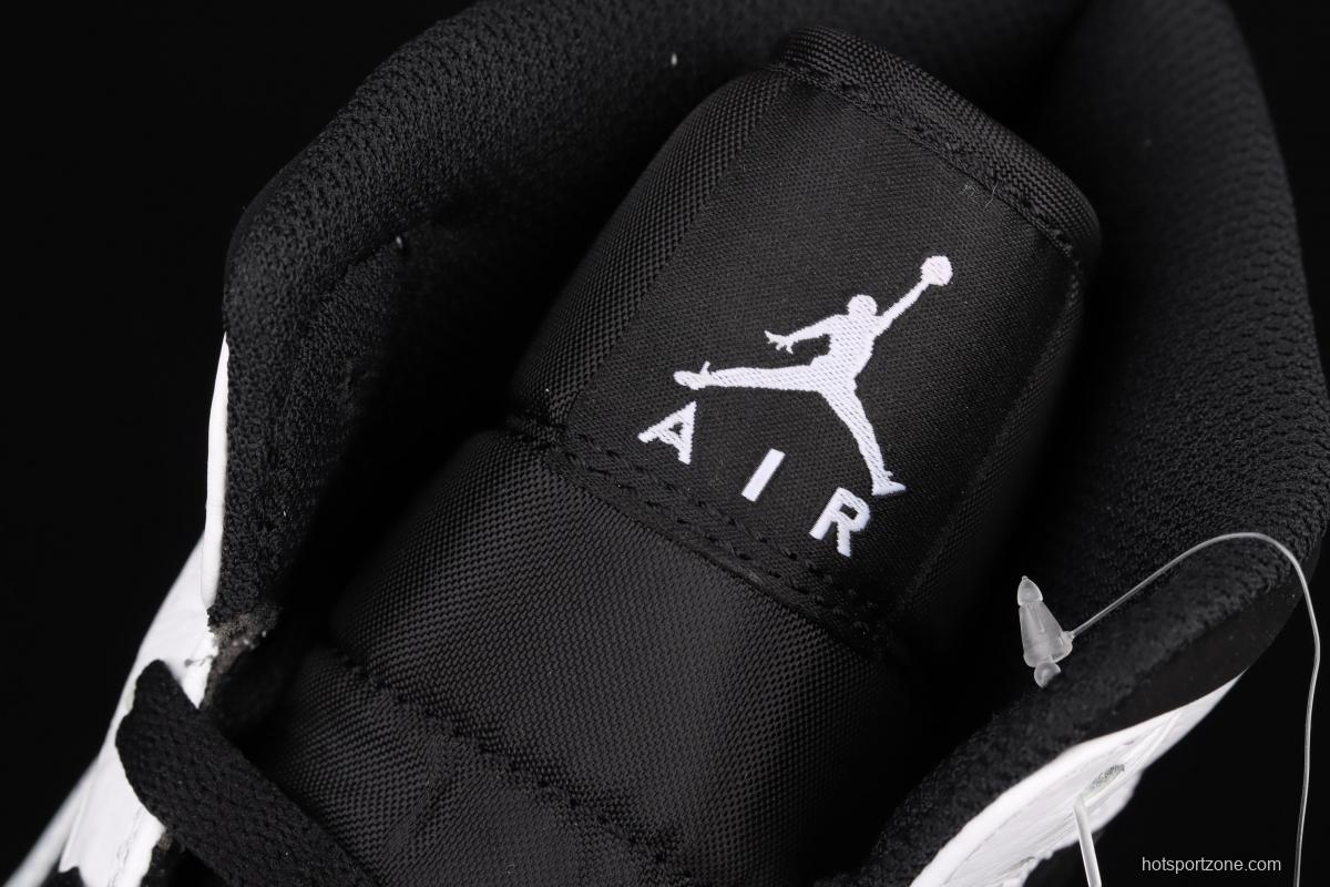 Air Jordan 1 Mid black and white panda basketball shoes 554724-113