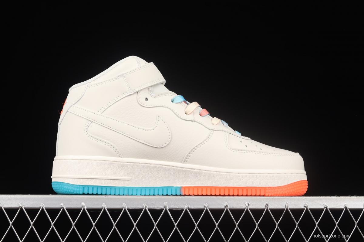 NIKE Air Force 1 Mid'07 Miami rice orange and blue medium-top casual board shoes MI9663-536