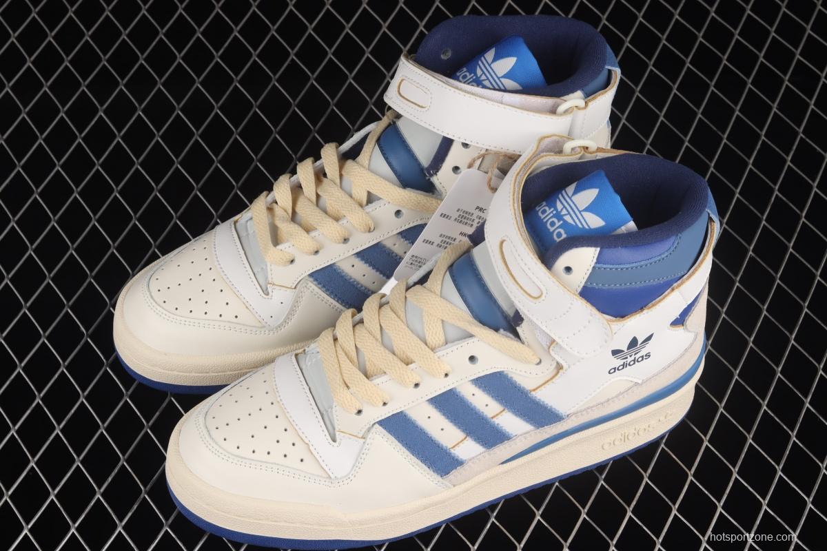 Adidas Forum 84 High Blue ThreAdidas FY7793 popular single classic vintage high top basketball shoes