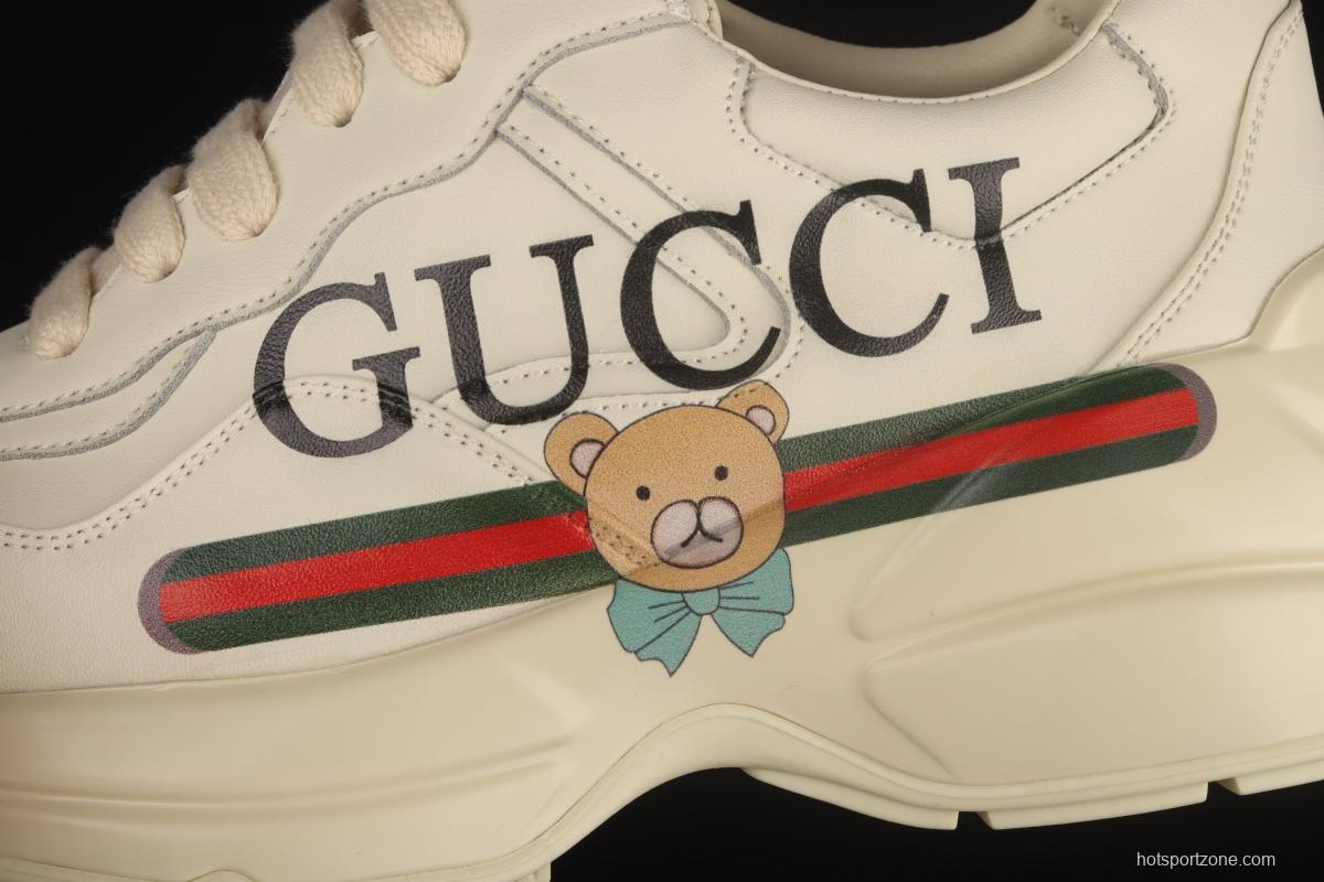 Gucci Rhyton Vintage Trainer Sneaker Gucci daddy 5D leather horn retro jogging daddy shoes DRW009522