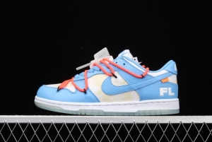 OFF-White x Futura x DUNK OW Coast joint model North Carolina blue color retro skateboard shoes DD0856-403