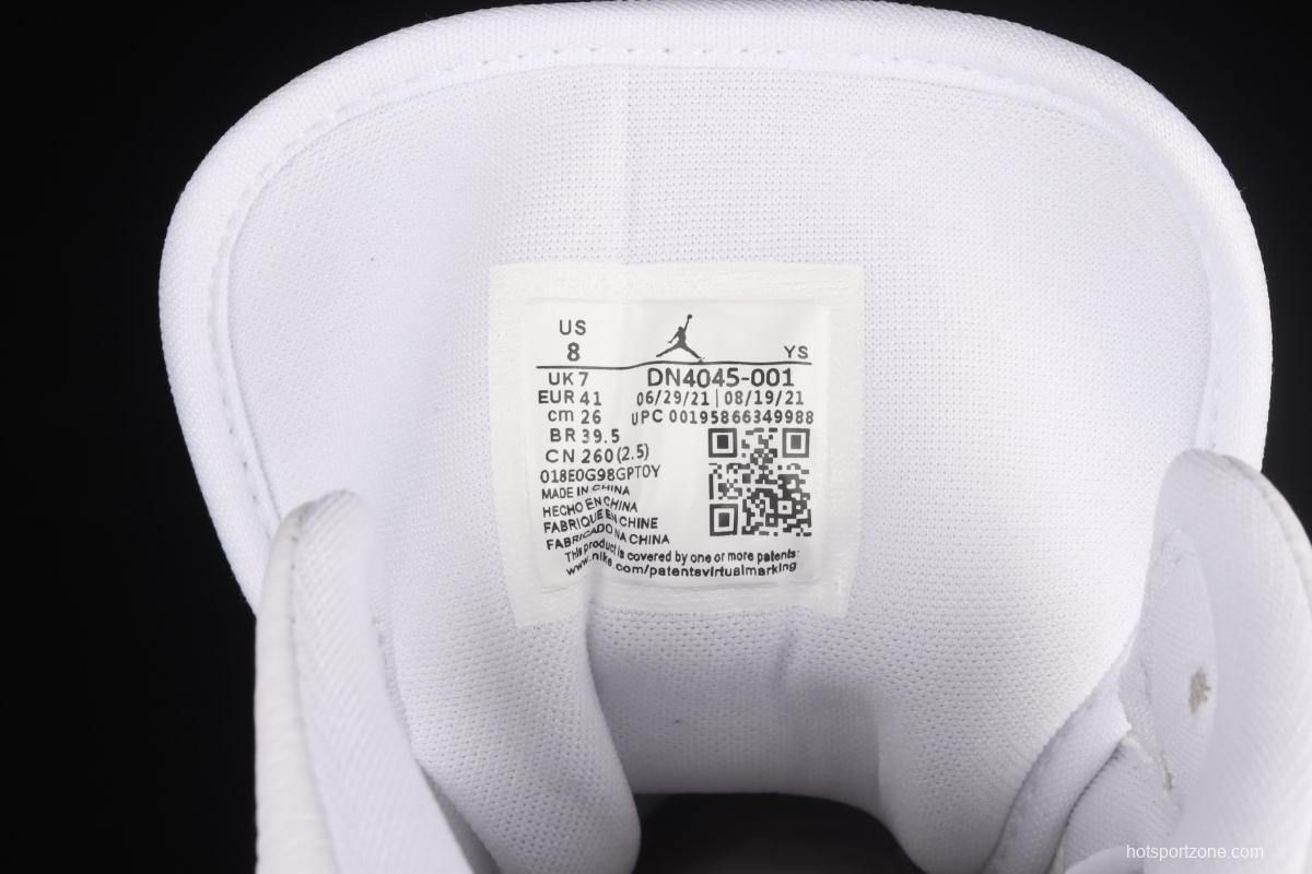 Air Jordan 1 Mid White Grey Powder medium side Culture Basketball shoes DN4045-001