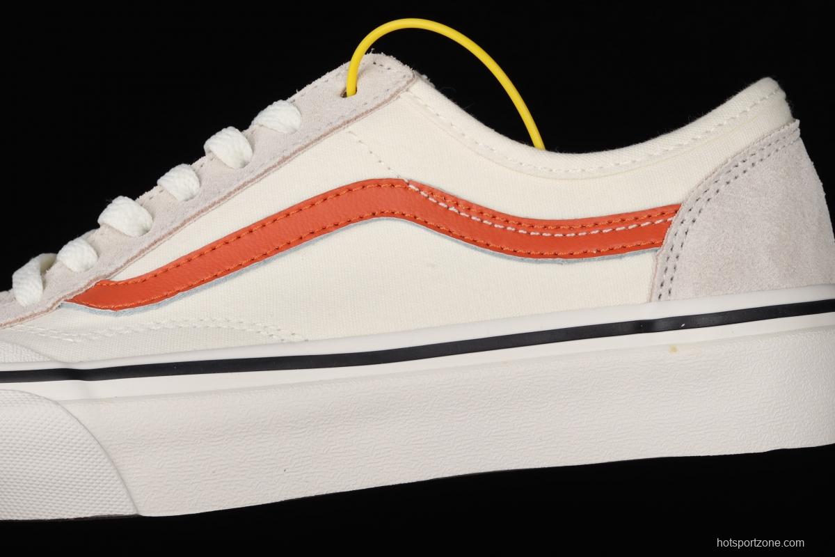 Vans Sk8-Low Reissue S classic rice white orange low-top casual canvas shoes VN0A4UWI4WU