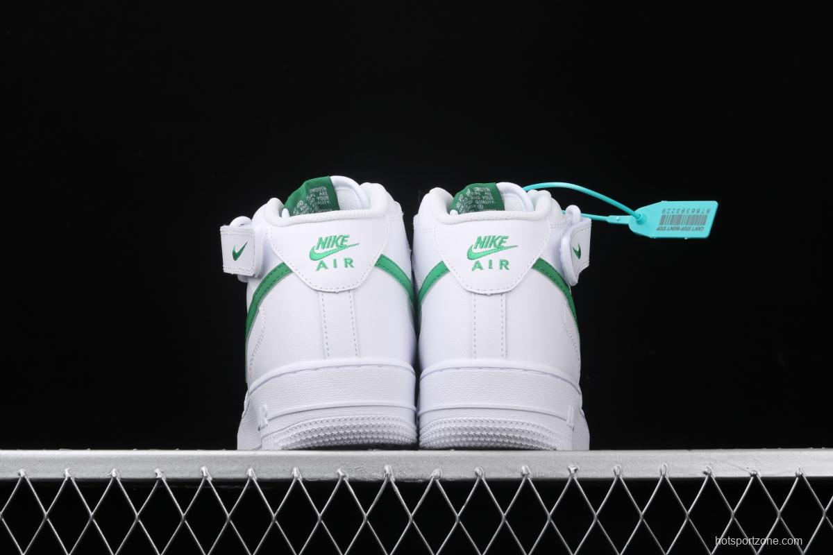 NIKE Air Force 1x07 Mid white and green 3M reflective medium-top casual board shoes 366731-909