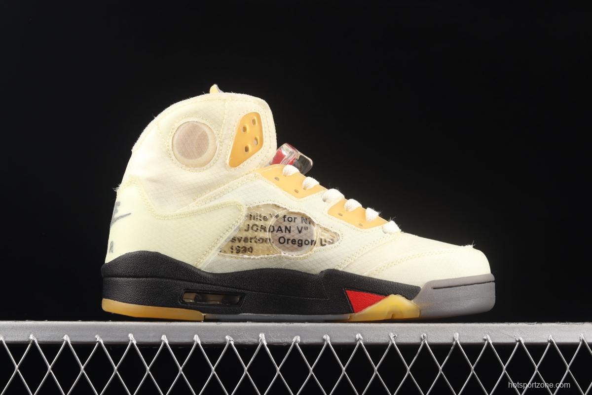 OFF-White x Air Jordan 5 White Sail Golden Cicada Wings DH8565-100