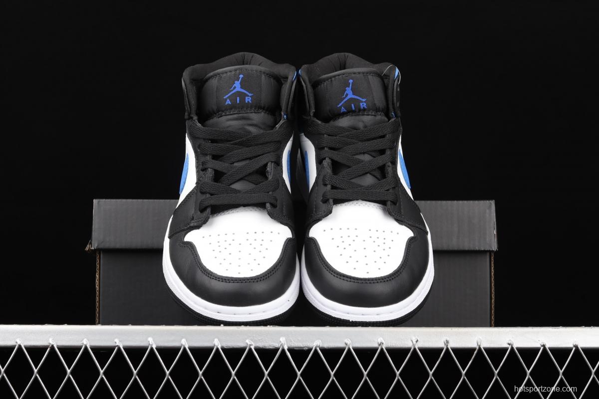 Air Jordan 1 Mid black, white and blue panda cultural basketball shoes 554725-140