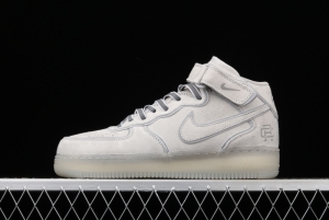 Reigning Champ x NIKE Air Force 1' 07 Mid defending champion suede gray 3M reflective sports leisure board shoes GB1228-185