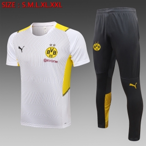 21 22 Borussia Dortmund Short SLEEVE White （With Long Pants）S-2XL C742#