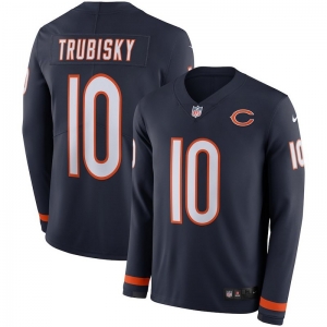 Men's Mitchell Trubisky Black Therma Long Sleeve Player Limited Team Jersey