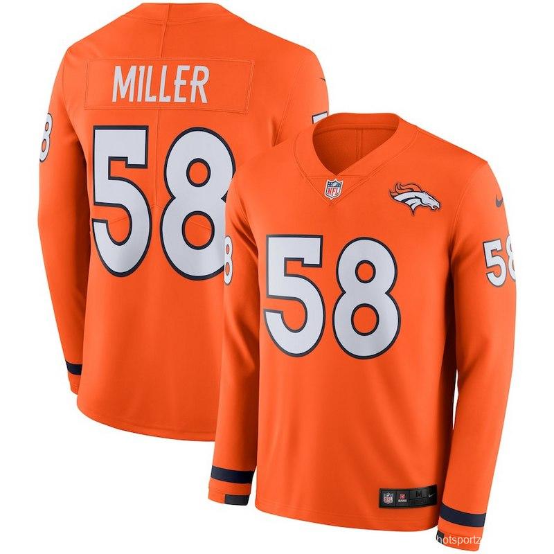 Men's Von Miller Orange Therma Long Sleeve Player Limited Team Jersey